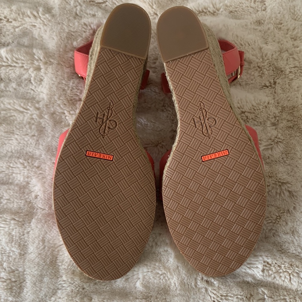 Cole Haan Wedge Sandals. NWOT Coral Pink Leather.Size 8. Espadrille 3 1/2” heel - Picture 7 of 9